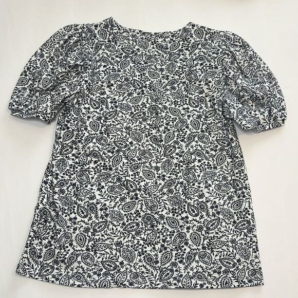 Style & Co. Women’s Black & White Floral Short Sleeve Blouse Size Medium - Picture 2 of 7